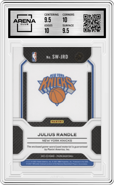 Julius Randle  from the 2021-22 Panini Prizm  set graded by Arena Club and given an overall grade of 10.