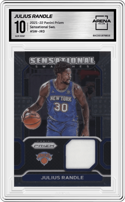 Julius Randle  from the 2021-22 Panini Prizm  set graded by Arena Club and given an overall grade of 10.