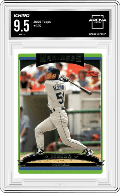 Ichiro Suzuki from the 2006 Topps set graded by Arena Club and given an overall grade of 9.5.