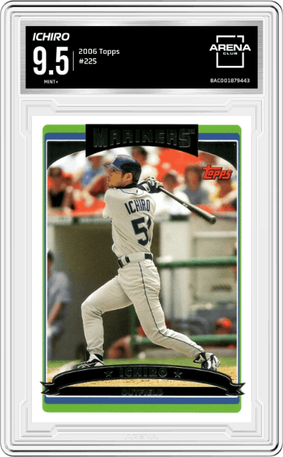 Ichiro Suzuki from the 2006 Topps set graded by Arena Club and given an overall grade of 9.5.