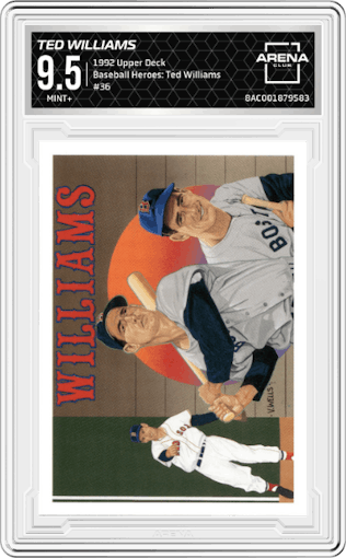 Ted Williams  from the 1992 Upper Deck set graded by Arena Club and given an overall grade of 9.5.