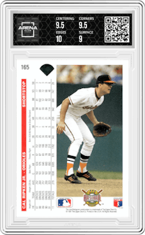 Cal Ripken Jr. from the 1992 Upper Deck set graded by Arena Club and given an overall grade of 9.5.