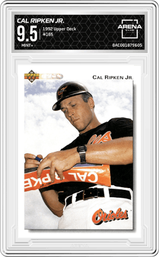 Cal Ripken Jr. from the 1992 Upper Deck set graded by Arena Club and given an overall grade of 9.5.