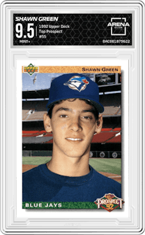 Shawn Green  from the 1992 Upper Deck set graded by Arena Club and given an overall grade of 9.5.