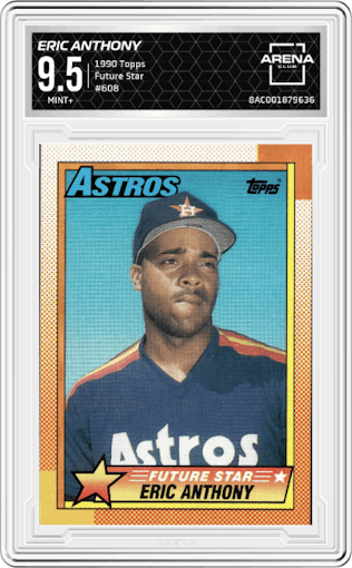 Eric Anthony from the 1990 Topps set graded by Arena Club and given an overall grade of 9.5.