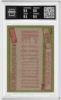 Donnie Scott from the 1985 Topps set graded by Arena Club and given an overall grade of 9.