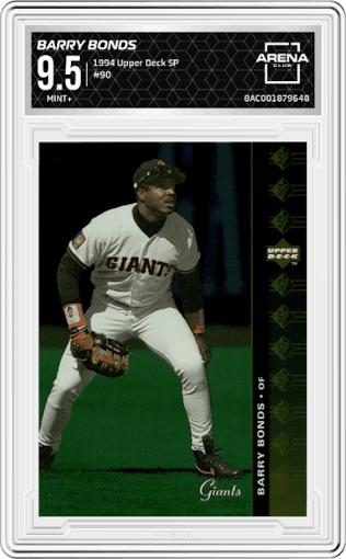 Barry Bonds from the 1994 Upper Deck SP set graded by Arena Club and given an overall grade of 9.5.