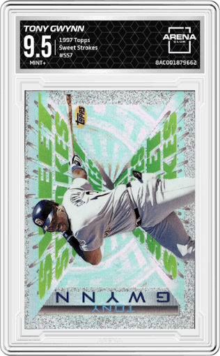Tony Gwynn from the 1997 Topps set graded by Arena Club and given an overall grade of 9.5.
