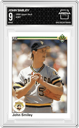 John Smiley from the 1990 Upper Deck set graded by Arena Club and given an overall grade of 9.