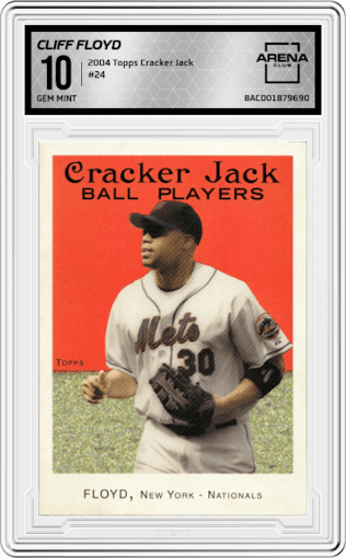 Cliff Floyd from the 2004 Topps Cracker Jack set graded by Arena Club and given an overall grade of 10.