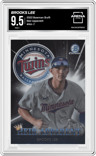 Brooks Lee from the 2022 Bowman Draft set graded by Arena Club and given an overall grade of 9.5.
