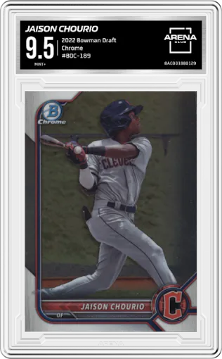 Jaison Chourio from the 2022 Bowman Draft set graded by Arena Club and given an overall grade of 9.5.