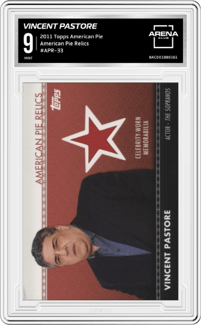 Vincent Pastore from the 2011 Topps American Pie set graded by Arena Club and given an overall grade of 9.