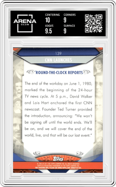 CNN Launches from the 2011 Topps American Pie set graded by Arena Club and given an overall grade of 9.5.