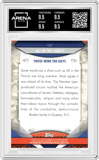 All in the Family from the 2011 Topps American Pie set graded by Arena Club and given an overall grade of 9.5.