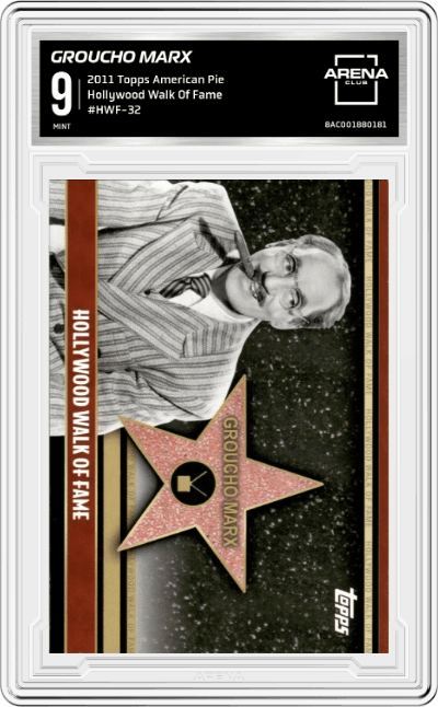 Groucho Marx from the 2011 Topps American Pie set graded by Arena Club and given an overall grade of 9.