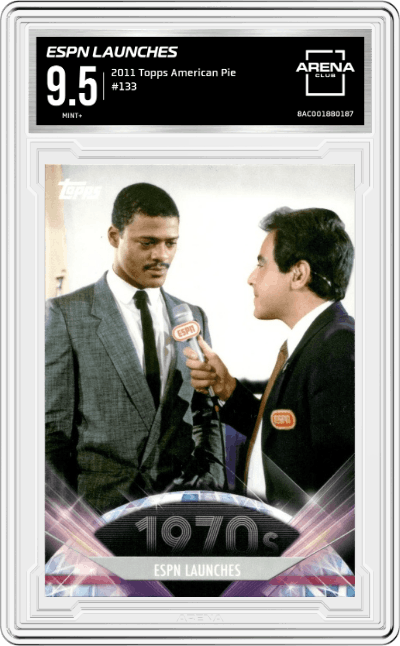 ESPN Launches from the 2011 Topps American Pie set graded by Arena Club and given an overall grade of 9.5.