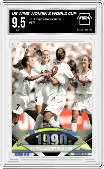 US Wins Women's World Cup from the 2011 Topps American Pie set graded by Arena Club and given an overall grade of 9.5.