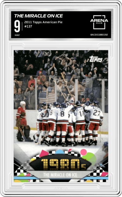 The Miracle on Ice from the 2011 Topps American Pie set graded by Arena Club and given an overall grade of 9.