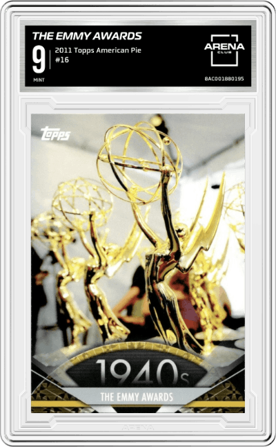 The Emmy Awards from the 2011 Topps American Pie set graded by Arena Club and given an overall grade of 9.