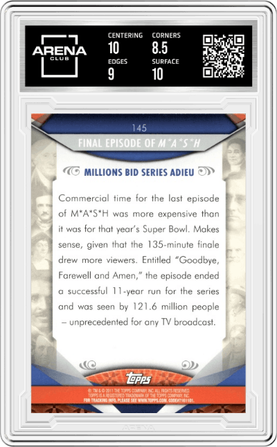Final Episode Of M*A*S*H from the 2011 Topps American Pie set graded by Arena Club and given an overall grade of 9.