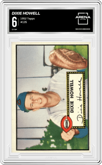 Dixie Howell from the 1952 Topps set graded by Arena Club and given an overall grade of 6.