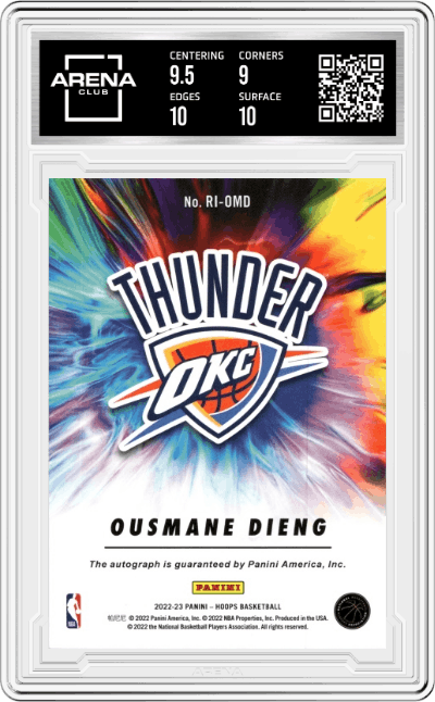 Ousmane Dieng from the 2022-23 Panini NBA Hoops set graded by Arena Club and given an overall grade of 9.5.