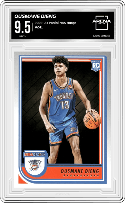 Ousmane Dieng from the 2022-23 Panini NBA Hoops set graded by Arena Club and given an overall grade of 9.5.