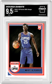 Moussa Diabate from the 2022-23 Panini NBA Hoops set graded by Arena Club and given an overall grade of 9.5.