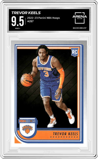 Trevor Keels from the 2022-23 Panini NBA Hoops set graded by Arena Club and given an overall grade of 9.5.
