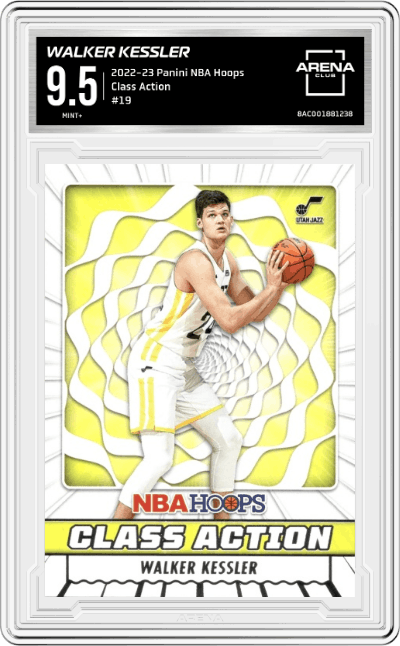 Walker Kessler from the 2022-23 Panini NBA Hoops set graded by Arena Club and given an overall grade of 9.5.