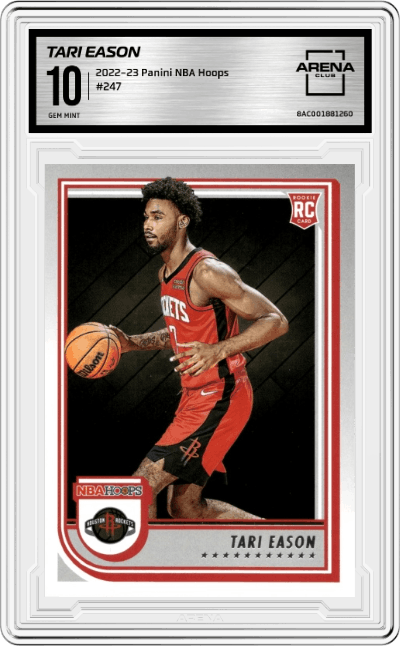 Tari Eason from the 2022-23 Panini NBA Hoops set graded by Arena Club and given an overall grade of 10.