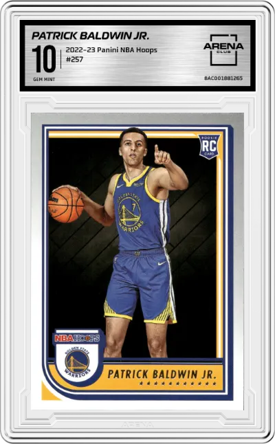 Patrick Baldwin Jr. from the 2022-23 Panini NBA Hoops set graded by Arena Club and given an overall grade of 10.