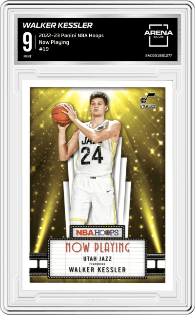 Walker Kessler from the 2022-23 Panini NBA Hoops set graded by Arena Club and given an overall grade of 9.