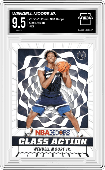 Wendell Moore Jr. from the 2022-23 Panini NBA Hoops set graded by Arena Club and given an overall grade of 9.5.