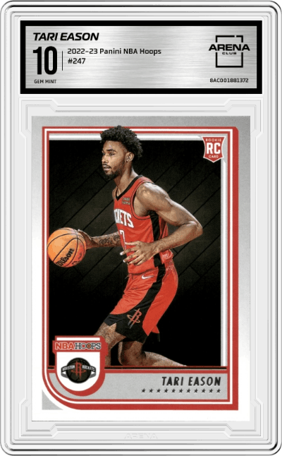 Tari Eason from the 2022-23 Panini NBA Hoops set graded by Arena Club and given an overall grade of 10.