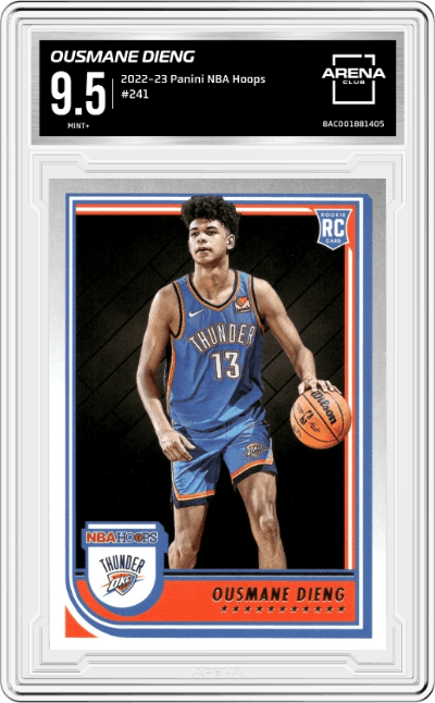 Ousmane Dieng from the 2022-23 Panini NBA Hoops set graded by Arena Club and given an overall grade of 9.5.