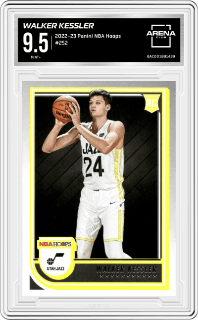 Walker Kessler from the 2022-23 Panini NBA Hoops set graded by Arena Club and given an overall grade of 9.5.
