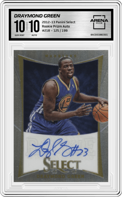 Draymond Green from the 2012-13 Panini Select set graded by Arena Club and given an overall grade of 10.