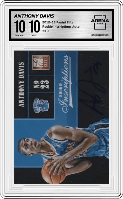 Anthony Davis from the 2012-13 Panini Elite set graded by Arena Club and given an overall grade of 10.