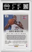 Khris Middleton from the 2012-13 Panini Prizm set featuring a Silver Prizm parallel graded by Arena Club and given an overall grade of 9.5.