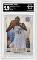 Khris Middleton from the 2012-13 Panini Prizm set featuring a Silver Prizm parallel graded by Arena Club and given an overall grade of 9.5.