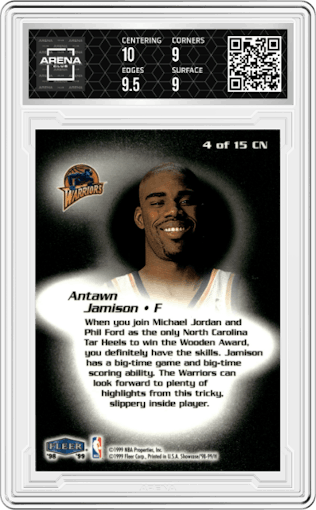 Antawn Jamison from the 1998-99 Flair Showcase set graded by Arena Club and given an overall grade of 9.5.