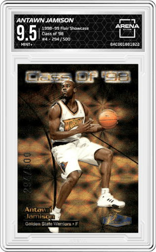 Antawn Jamison from the 1998-99 Flair Showcase set graded by Arena Club and given an overall grade of 9.5.