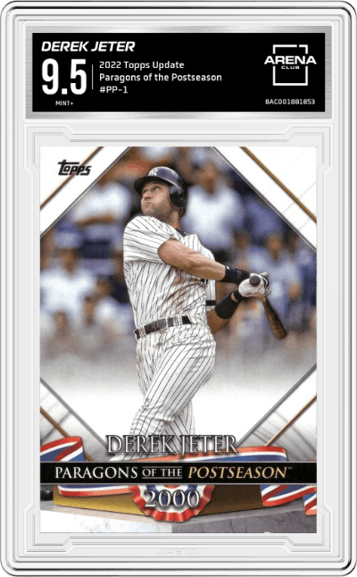 Derek Jeter from the 2022 Topps Update  set graded by Arena Club and given an overall grade of 9.5.