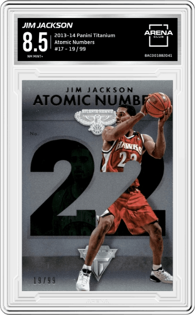 Jim Jackson from the 2013-14 Panini Titanium set graded by Arena Club and given an overall grade of 8.5.
