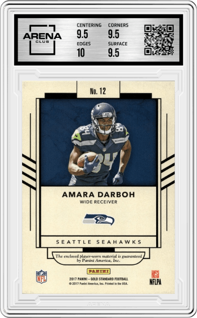 Amara Darboh from the 2017 Panini Gold Standard set graded by Arena Club and given an overall grade of 10.