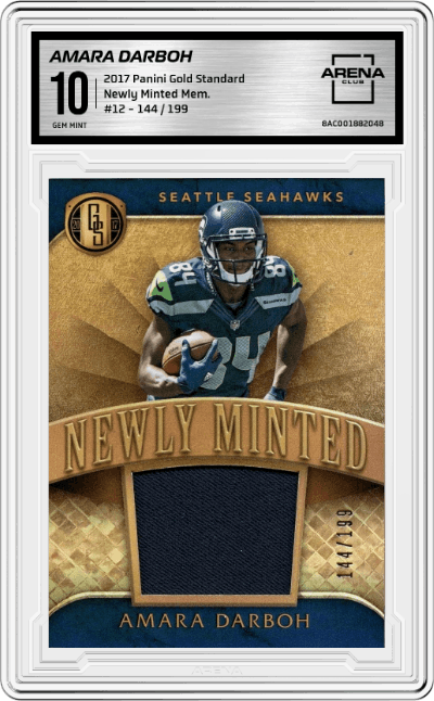 Amara Darboh from the 2017 Panini Gold Standard set graded by Arena Club and given an overall grade of 10.