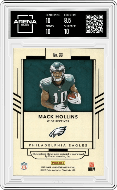 Mack Hollins from the 2017 Panini Gold Standard set graded by Arena Club and given an overall grade of 9.
