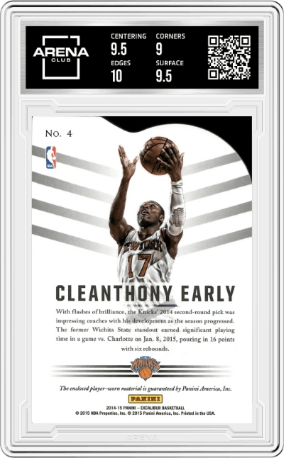 Cleanthony Early  from the 2014-15 Panini Excalibur set graded by Arena Club and given an overall grade of 9.5.